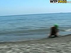 This kinky bitch loves nudists beach so she could sunbath naked. She jumps in the lake having much fun with her friend. Overall these crew is having a good time. Join them on a private party/