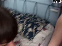 Fuckable Russian slut receives a hard cock into her mouth for a blowjob. Later she gets her spoiled pussy also drilled in group sex video by WTF Pass.