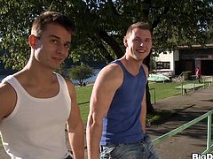 Two pretty boys were hanging out on a beautiful sunny day when one of them thought that sucking his friend's cock will make that day even brighter! He pulled down his pants right there and started to suck his dick like a cheap whore. Watch some more because these boys just started!