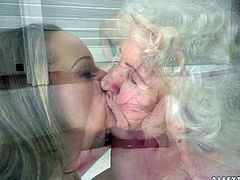 Granny Norma and young beauty Vicky Braun are lesbians that cant keep their tongues off each others pussies. Young babe gets tongue fucked before aged woman with hairy snatch parts her legs to get some pleasure too.