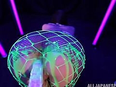 A black light is going to make things look extra kinky and hot in this video where the hot Japanese girl Ria Horisaki gets toyed.