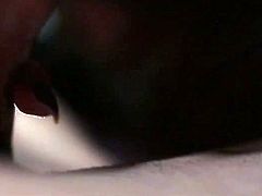 Brunette femme fatal gives a head to slim hard cock in steamy close up sex scene before her soaking shaved pussy gets pounded with fingers in sultry sex video by Fame Digital.