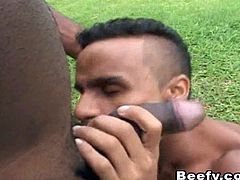 Black guys get down and dirty in this hot scene of gay sex. They suck each others' cock and fuck hard, wanna see?