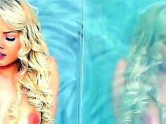 Blonde beauty Anneli likes fingering her warm clit while moaning of intense pleasure