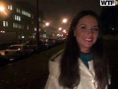 Perverse cutie Natalie mouth fucks aroused penis in the street