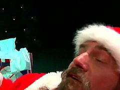 Very drunk Santa likes to be sucked, like anybody else. HE takes out of pants his erected dick and waits for a slut, who likes fairy-tales and blowjob. Sandra Romain is a good candidate