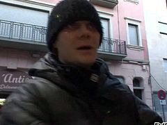Yoha is a dark haired Colombian teen chick. Bad girl giv3s blowjob to clothed Nacho Vidal in public place and then gets her hole banged from behind without taking off her thong panties.