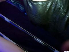 Sizzling blond milf with milky big tits gives a head to aroused black fucker, while another slut gets her shaved cunt fucked rapaciously in missionary pose in steamy group sex video by Tainster.