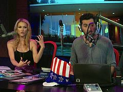 Three sexy porn stars have come to the morning show studio to celebrate the Fourth of July. There are hot wieners with mustard and ketchup. The adult film stars are interviewed about patriotism and one plays with a hula hoop.