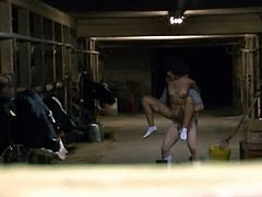 Naughty Japanese girl strips her clothes off and gives hot blowjob to a guy right in the dairy farm. After that she gets pounded deep.