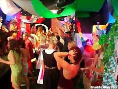 Sluts in sexy dresses dance at costume party