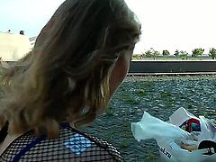 Blonde doll Anika does striptease before masturbating with desire