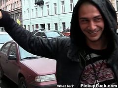 Professional pickuper hooks up with a mesmerizing Russian hussy in the street. He takes her home where she kneels down to suck his massive hard cock in sultry pov sex video by WTF Pass.