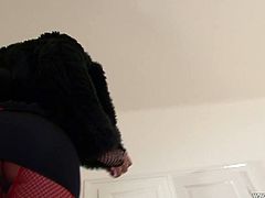She looks hot with her spread wide fishnet stocking legs. She smokes and fingerfucks her slit at a time. Enjoy hot Jim Slip porn tube video for free.