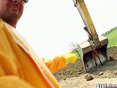 Two horny construction workers fuck sexy brunette hottie Yoha. She enjoyed hardcore double penetration and got her asshole creampied nicely.