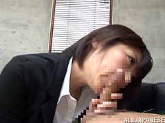 Wearing her corporate suit and ready for a hard day of work, this Nippon employee begins her day with sucking her boss's hard cock. She's a pretty bitch and does everything in her power, to please her boss. Stay tuned for more hot Nippon office sex