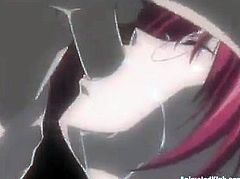 Brown-haired anime bimbo is having fun with some horny dude. She lets him fuck her vag every which way and seems to enjoy it much.