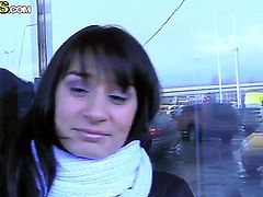 Amateur footage of the process of puck uping young dark haired chick named Genesis