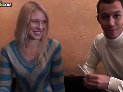Blonde Iry gets her mouth attacked by guys hard love stick