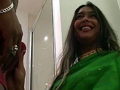 Jasmine Sharma is famous Indian porn slut having strong cock sucking skills. She wears traditional dress and heavy jewelry filming in Indian Sex Lounge video. Watch this hussy jade blowing juicy cock like a real pro.