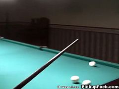 This chick is one of a kind! She is willing to do whatever it takes to make her boyfriend happy. So she gives him a hot blowjob after loosing a pool game.