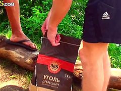 Hannah and Tiffany are invited to picnic by their friends and had a great group wild fuck at the nature.