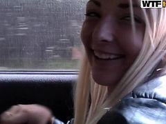 Here's my brunette chick Jocelyn, she's a cutie isn't she? Well this blonde cunt likes cock and she especially enjoys it outside so this time i filmed her to show you guys what a fucking whore she is. Jocelyn made me horny while i was driving but when we stopped she really proved what she's good at. Wanna see it?