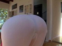 Liza Del Sierra is s curvy long haired brunette with big sexy ass. She shows off her nice booty while doing stretching exercises with her skin tight white leggings on. Shes a flirty big ass temptress!