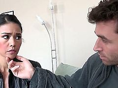 Dana Vespoli and horny guy James Deen having vigorous anal sex after she gives blowjob