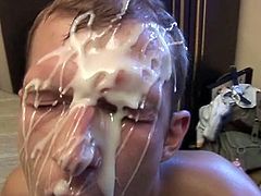Two horny gay friends having fun, It all started with a passionate kiss that led to a steamy hot bareback sex, Check out how he unloads the craziest cum fart you'll ever see and ends up getting facial, and i mean massive facial cum!
