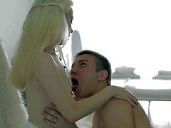 Martina is a pale skinned teenage blonde that gets her perky tits licked by her boyfriend before she removes her white panties. Sweet girl gives sensual blowjob and then spreads her legs...
