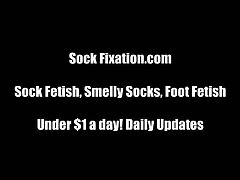Watch this assortment of hot brunette and blonde dommes flaunting their naughty feet before one of them wears black fishnet stockings and gives her man a hell of a footjob.