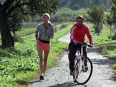 She meets a guy while jogging. He invites her to his place. When they are indoor she starts kissing her romantically. He also caresses her tits sensually. Hot My Sexy Kittens porn clip,