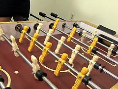 Ralph Long is playing foosball with his best friend's mom, Sammy Brooks. After the game, she unbuttons his pants and pulls out his dong. She gives him a nice blowjob then licks his little asshole, too.