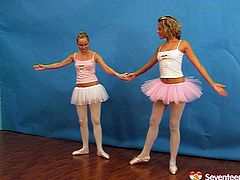 Bolshoi Ballet ballerina's are not that good as these sexy girls. Watch two appealing ballerina's playing kinky lesbian games right in a dancing room.