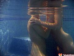 Two perverse Russian sluts get into a pool filled with warm water for steamy lesbian sex session. They stroke their mufs intensively with hands under water in sultry sex video by Seventeen Video.