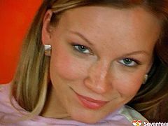 Mind taking Russian babe bends down to maul her fresh cunt and later pound it with a dildo in doggy position later switching to missionary style in solo sex clip by Seventeen Video.