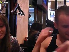 Wanna know what amateur girls could do for earning some extra money Then watch this video clip where handsome dude seduces beauty to fuck with him in a bathroom in cafe.