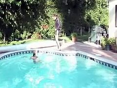 Two luscious Russian teens hook up in the pool. They start mauling each other's cuddly bodies before and kissing in lips with passion in peppering lesbian sex video by Fame Digital.