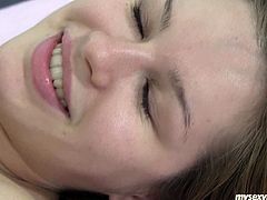 Didi strip in front of the guy teasing him. He showers the girl with kisses all over her body. Then he places his face in between her legs. So he delves his tongue in wet clam tickling fat pussy lips. He also fingers the hole actively.