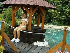 Watch beautiful girl is masturbating on the bridge. She strokes her soft skin and explores juicy tight pussy with playful fingers. Enjoy curvaceous teen for free.