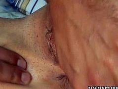 Four fingers penetrate smooth stretched pussy closeup. Nasty brunette likes the way her boyfriend explores her cunt with four fingers. Watch close up sex video right now.
