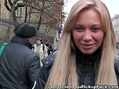 Young russian hottie is picked up on the street and is ready to suck some cock for cash! She does it like a champ and gets her face covered with cum!
