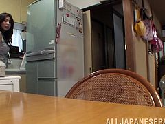 Sexy Japanese milf Sakiko Mihara is having a good time alone. She moves her legs wide apart and begins to rub her pussy with a vibrator.