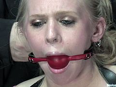 Sexy Sarah Jane Ceylon gets her tongue tortured with clothespins. Later on she also gets whipped and toyed. The guy also shoves a hook in her butt.