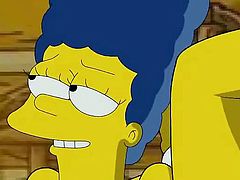 In this deleted scene from the Simpsons Movie, Homer and Marge fuck hard in an Alaskan cabin. The cute wild critters undress them Disney style before the married couple gets into bed. He lifts her leg up and then pounds her milf hole until she cums all over his cock.