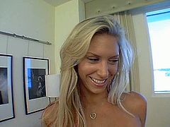 Busty blonde Brooke Banner gives her lover one hell of a blowjob