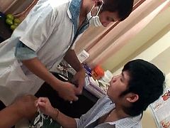 See a horny Asian twink letting the doctor use his instruments and examine his tight ass in this sexy gay video.