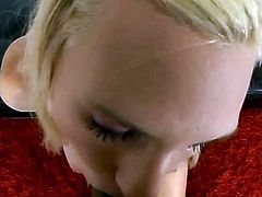 Skanky blond MILF sits in front of cam in passionate red lingerie before she gets naked to show off her slack ass and small tits. Later she welcomes stiff cock inside her mouth for a blowjob in pov sex scene by Pornstar.