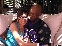 Watch this naughty teen end up with her face covered by cum in this hardcore video after her tight pussy's destroyed by this bother's black monster cock.